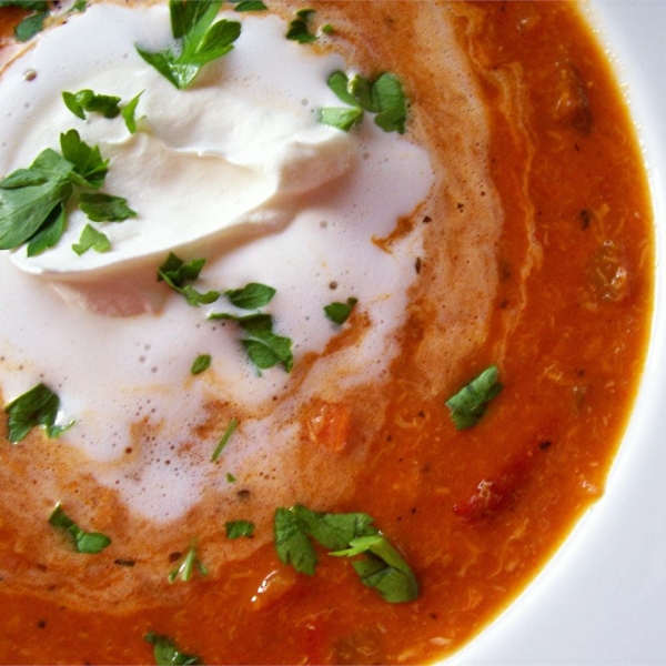 Roasted Red Pepper and Crab Soup