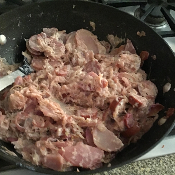 Polish Sausage Kraut Skillet