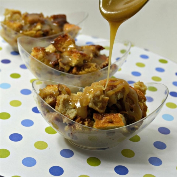 Coffee Liqueur Bread Pudding with Caramel Sauce
