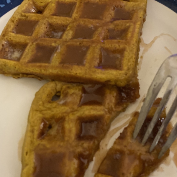 Pumpkin Waffles with Apple Cider Syrup