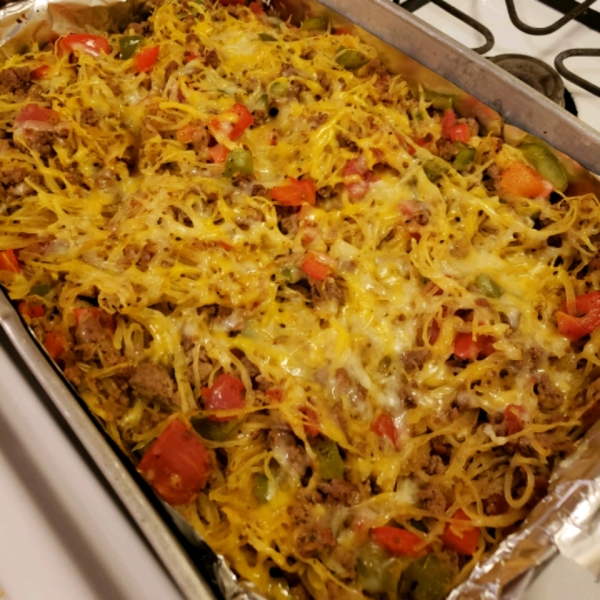 Baked Spaghetti Squash with Beef and Veggies