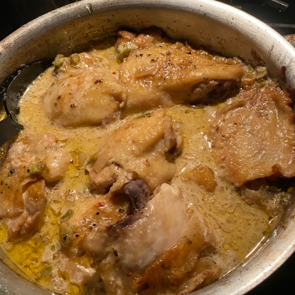 Baked Chicken Thighs in Hatch Chile Cream Sauce