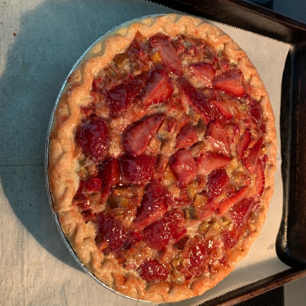 Strawberry Rhubarb Custard Pie