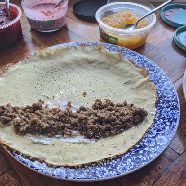 Sausage, Garlic, and Rosemary Crepe Filling
