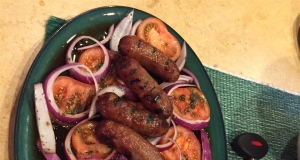 Grilled Italian Sausage with Marinated Tomatoes