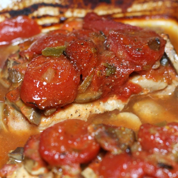 Pork Chops with Stewed Tomatoes