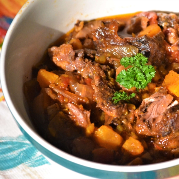 Slow Cooker Smoked Oxtail and Sweet Potato Stew