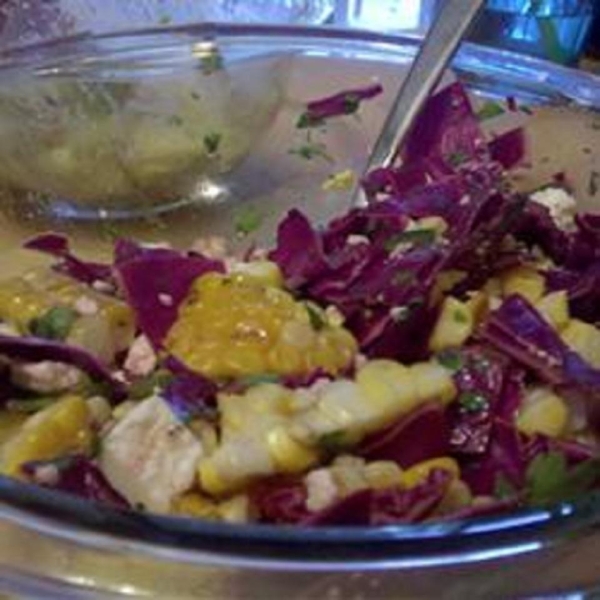 Grilled Corn and Red Cabbage Slaw