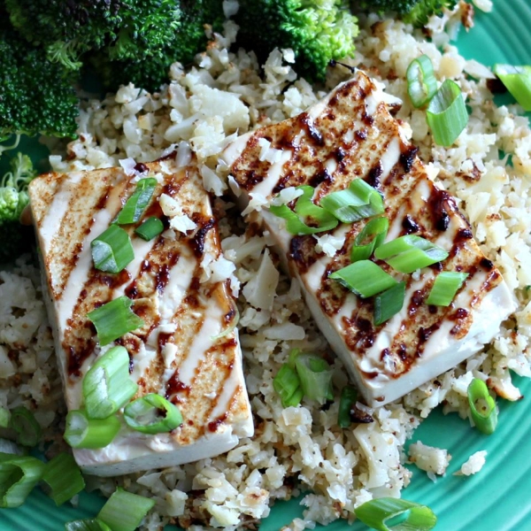 Grilled Teriyaki Tofu with Roasted Cauliflower Rice