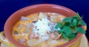 Slow Cooker Ground Turkey Soup with Poblanos and Corn