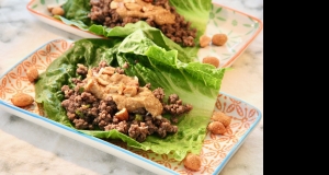 Spicy Ground Beef Cabbage Wraps with Peanut Sauce