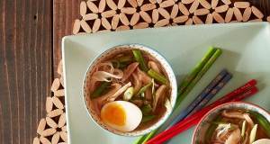 Spicy Miso Soup with Roasted Shiitake Mushrooms and Green Beans