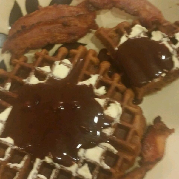 Gingerbread Waffles with Hot Chocolate Sauce