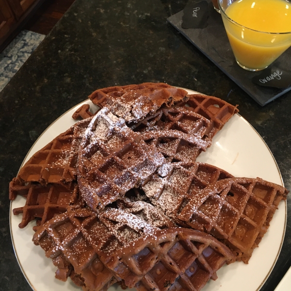 Gingerbread Waffles with Hot Chocolate Sauce