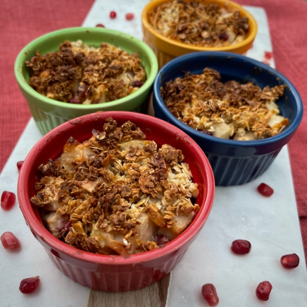 Individual Air Fryer Pear-Pomegranate Crisps