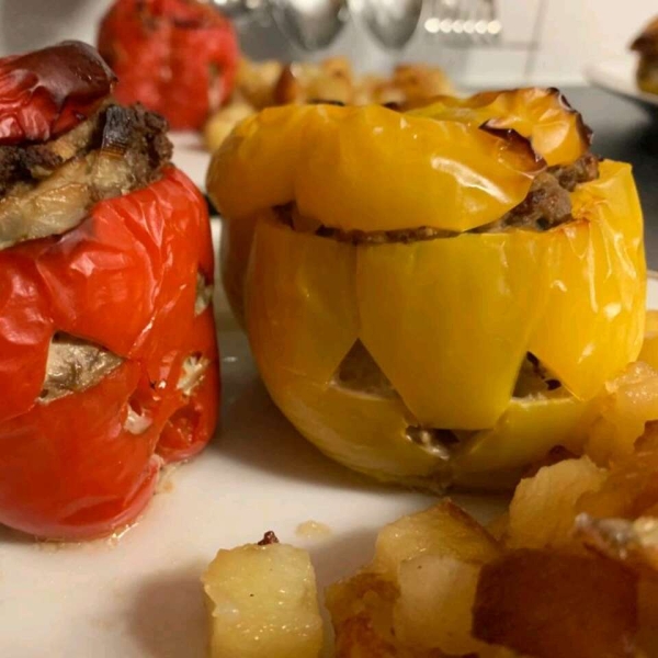 Stuffed Jack-O'-Lantern Bell Peppers