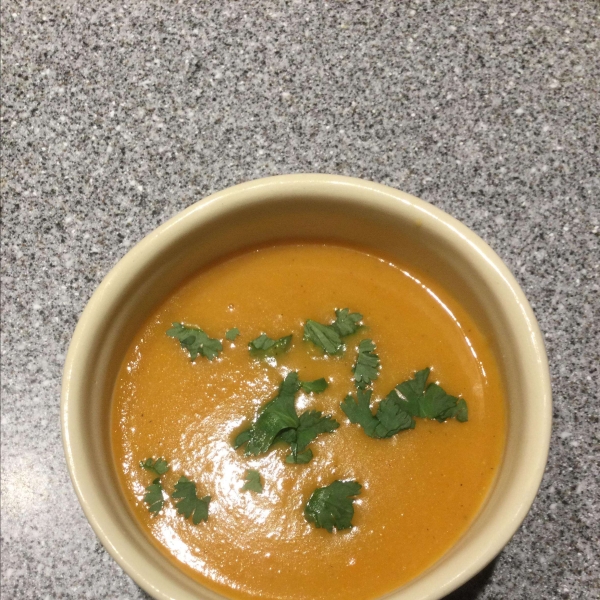 Sweet Potato, Carrot, Apple, and Red Lentil Soup