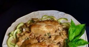 Chicken and Mushrooms in Cream Sauce over Zoodles