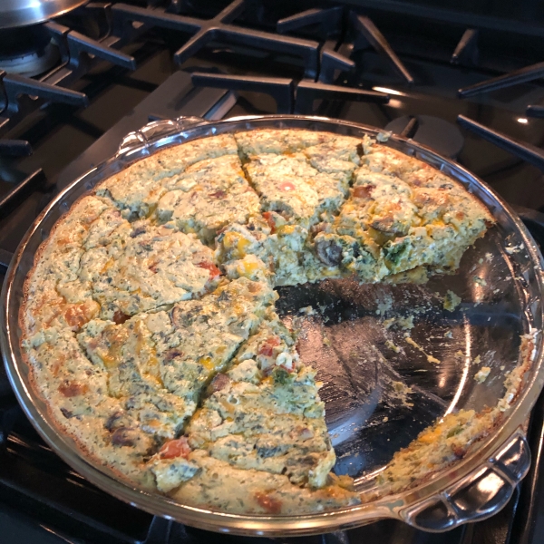 Simple Crustless Spinach and Mushroom Quiche