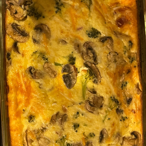 Simple Crustless Spinach and Mushroom Quiche