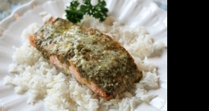 Basil Pesto Salmon Parmesan