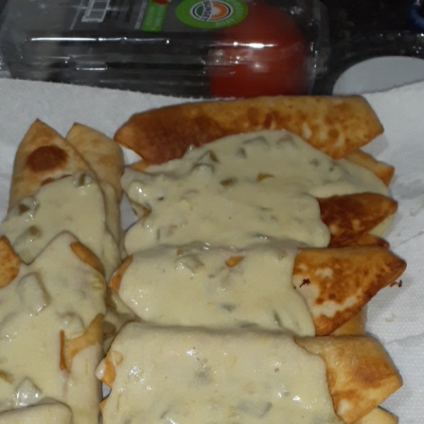 Chicken Chimichangas with Sour Cream Sauce