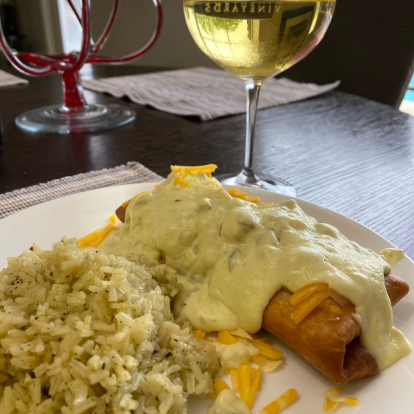 Chicken Chimichangas with Sour Cream Sauce