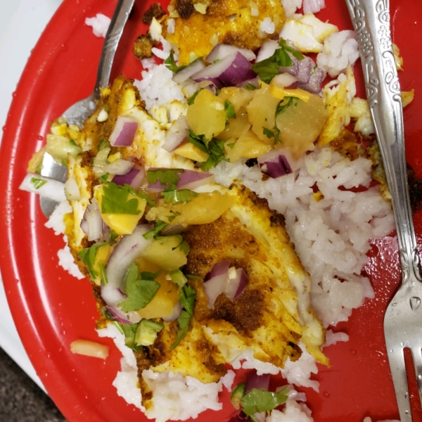 Curried Tilapia with Mango Salsa