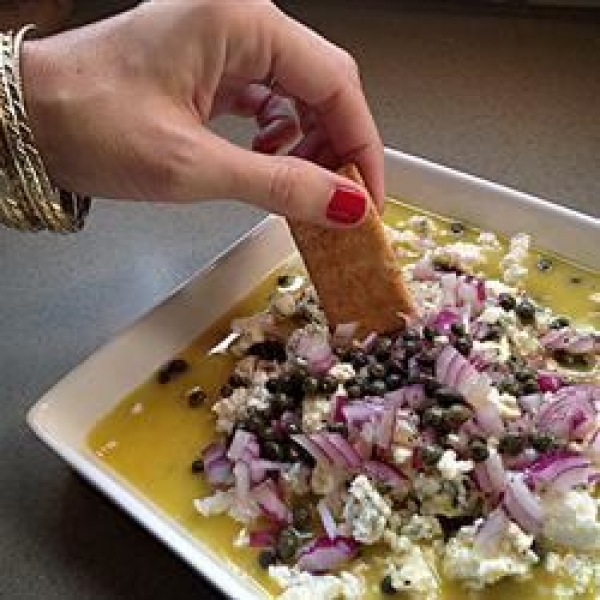 Blue Cheese with Capers and Red Onion