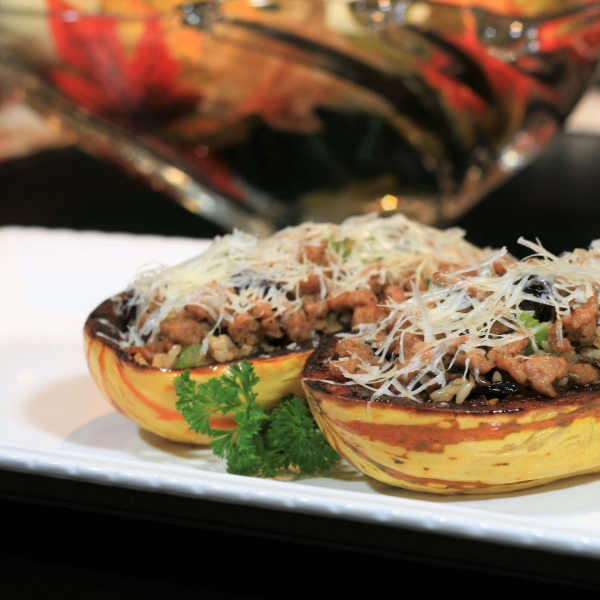 Turkey Sausage-Stuffed Delicata Squash