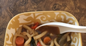 Asian-Themed Beef and Rice Noodle Soup