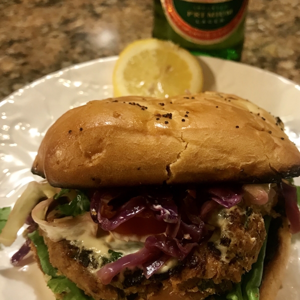 Salmon Burgers with Lemon Basil Mayo