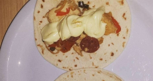 Instant Pot® Chicken Tacos with Chorizo and Saffron Yogurt Sauce