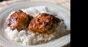 Spicy Roasted Chicken Thighs with Miso and Ginger