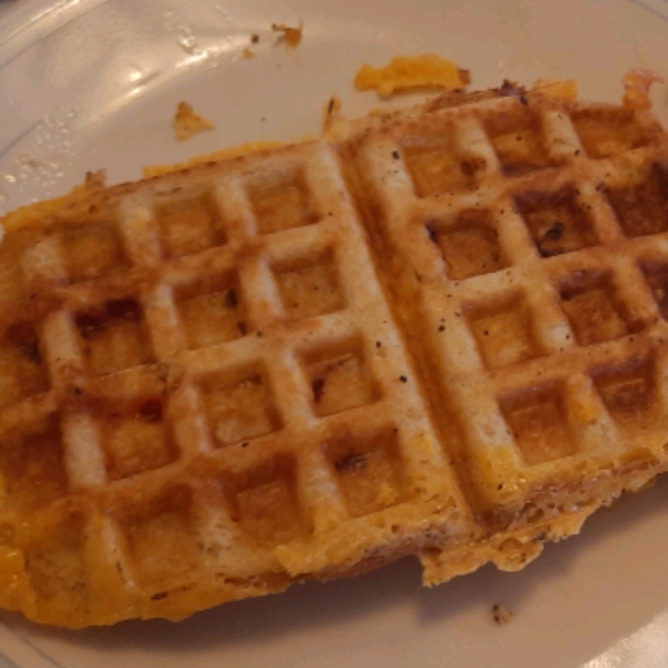 Waffle Sandwich with Cheese, Spinach and Spicy Mustard