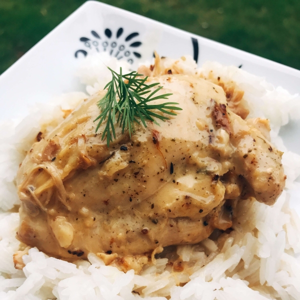 Instant Pot® Lemon-Garlic Chicken Thighs with Rice