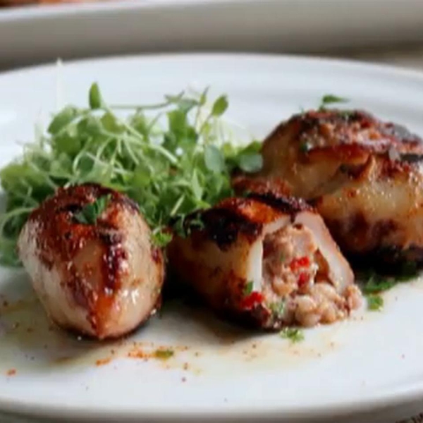 Grilled Sausage-Stuffed Calamari