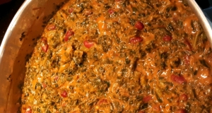 Curried Mustard Greens with Kidney Beans