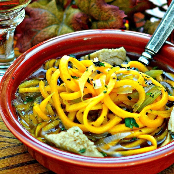 Butternut Squash Noodle Soup with Turkey