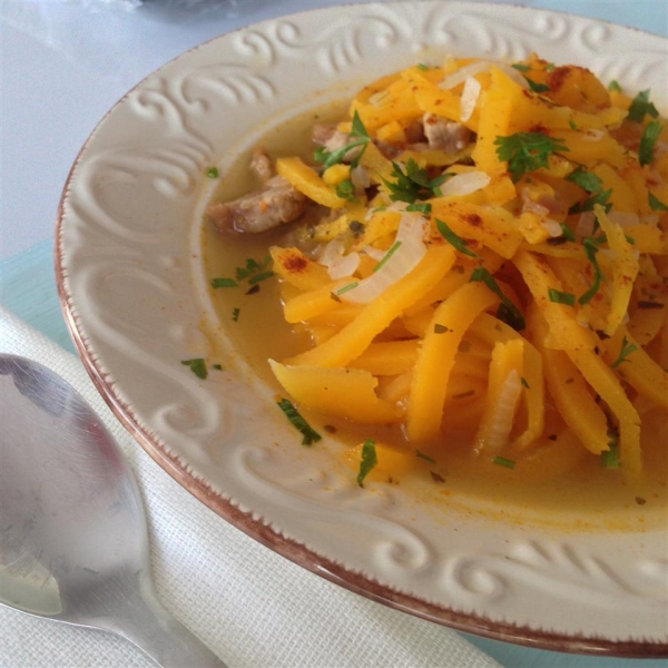 Butternut Squash Noodle Soup with Turkey