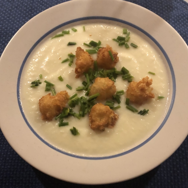 Cauliflower Soup with Blue Cheese Fritters