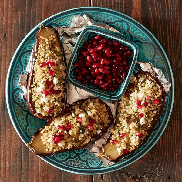 Stuffed Eggplant with Israeli Couscous