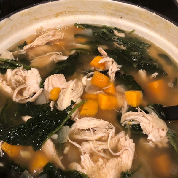 Chicken, Sweet Potato and Spinach Soup