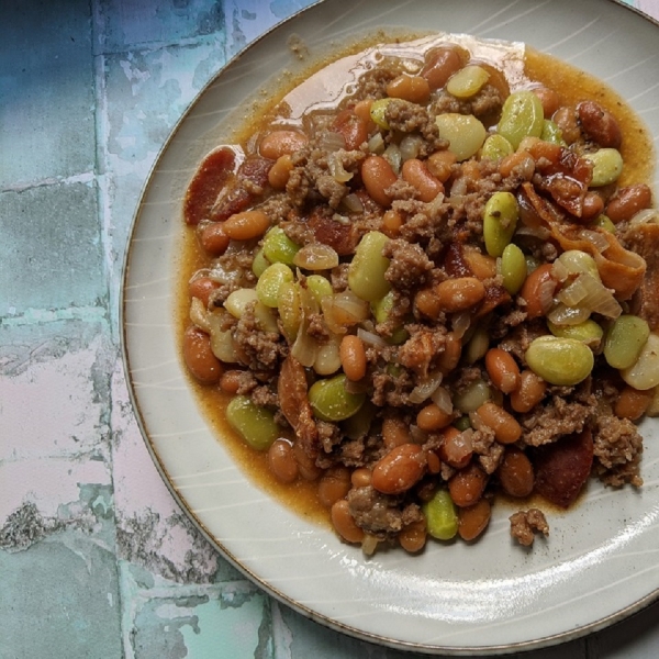 Calico Beans with Beef and Bacon