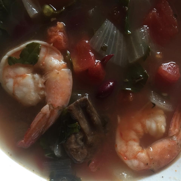 Spicy Kale and Shrimp Soup