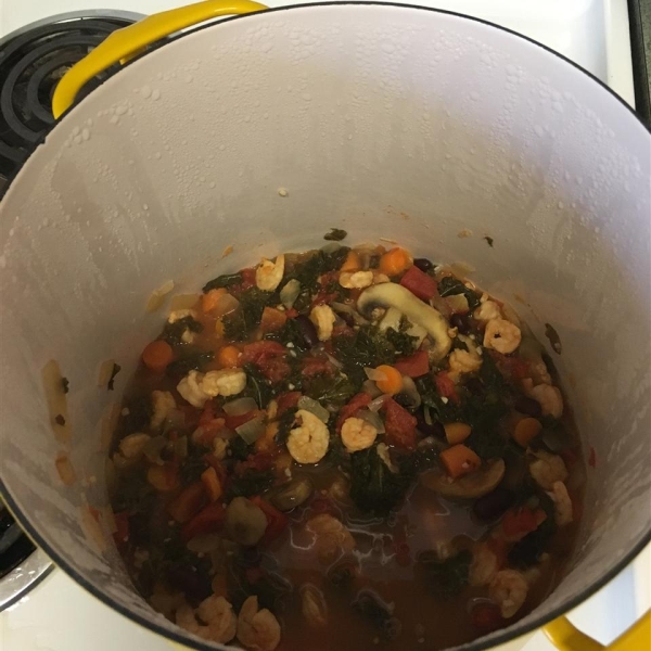 Spicy Kale and Shrimp Soup