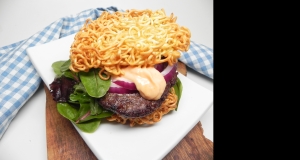 Air Fryer Ramen Bun Burger for One