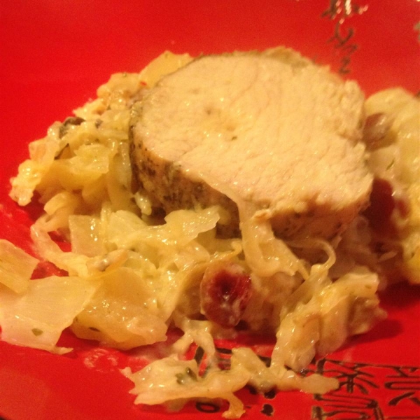 Vern's Roasted Pork Loin Over Sauerkraut
