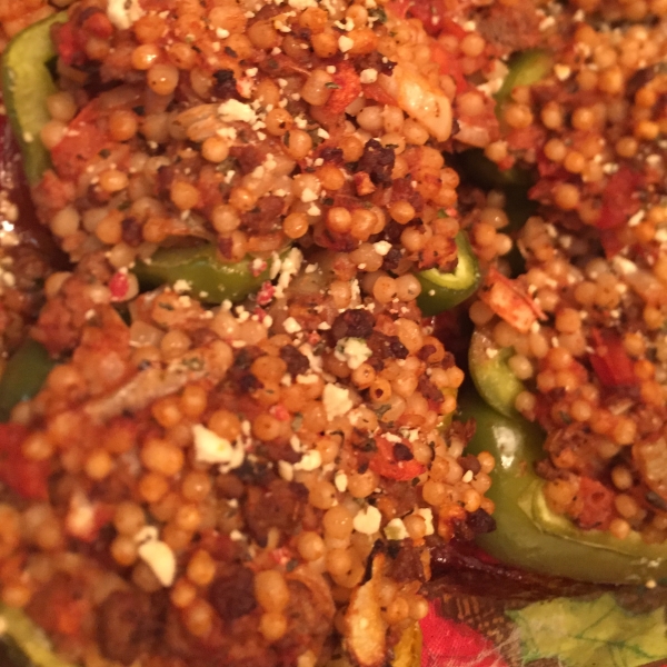 Turkey and Couscous-Stuffed Peppers with Feta