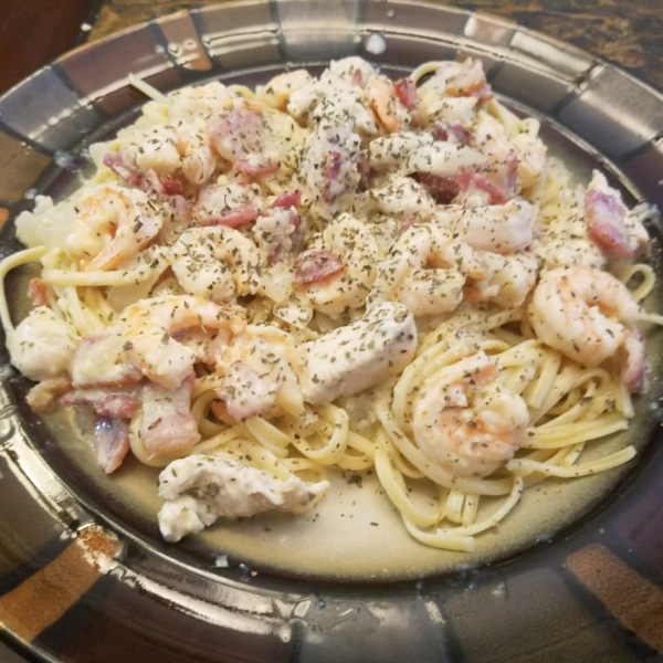 Chicken and Shrimp Carbonara